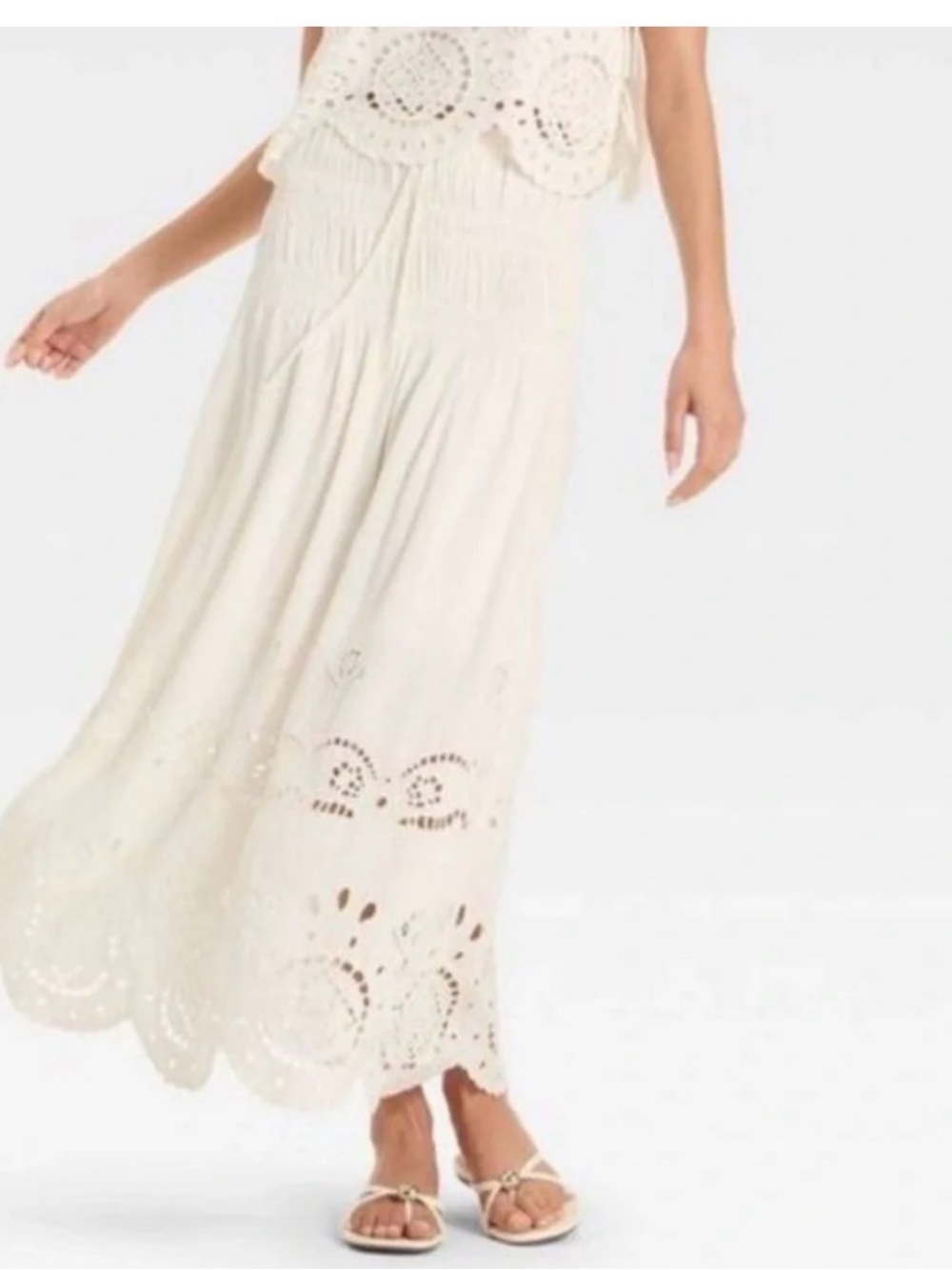 NWT: Future Collective Cream Eyelet A-Line Maxi Skirt